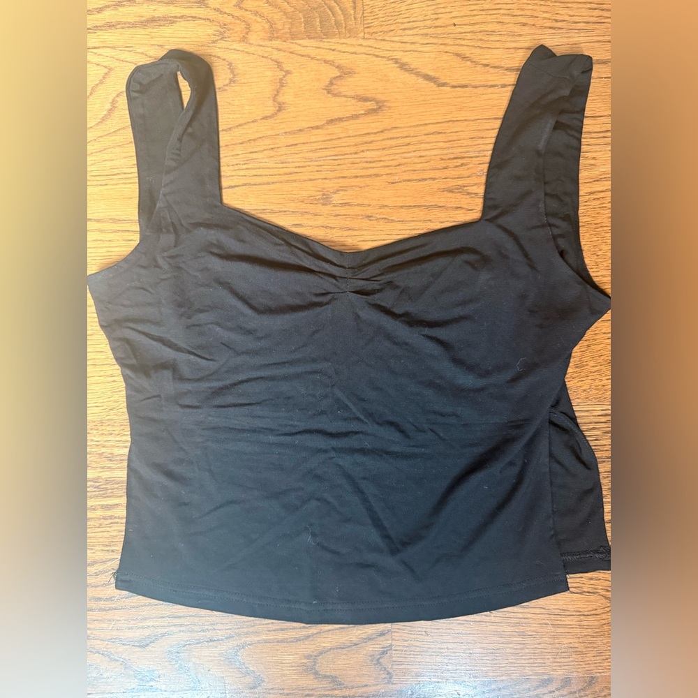 Black Square-Neck Tank Top with Wide Straps